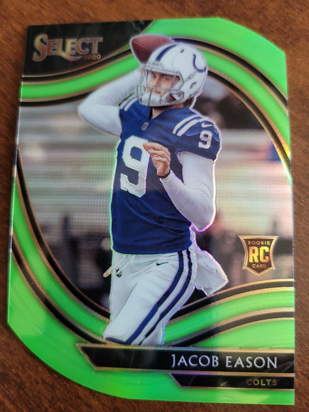 2020 Panini Select Jacob Eason Field Level Rookie Neon Green Die-Cut RC Colts