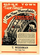 Mansfield Tires Paper Ad Vintage Home Town News T. Weidiman Deer Lodge Tennessee