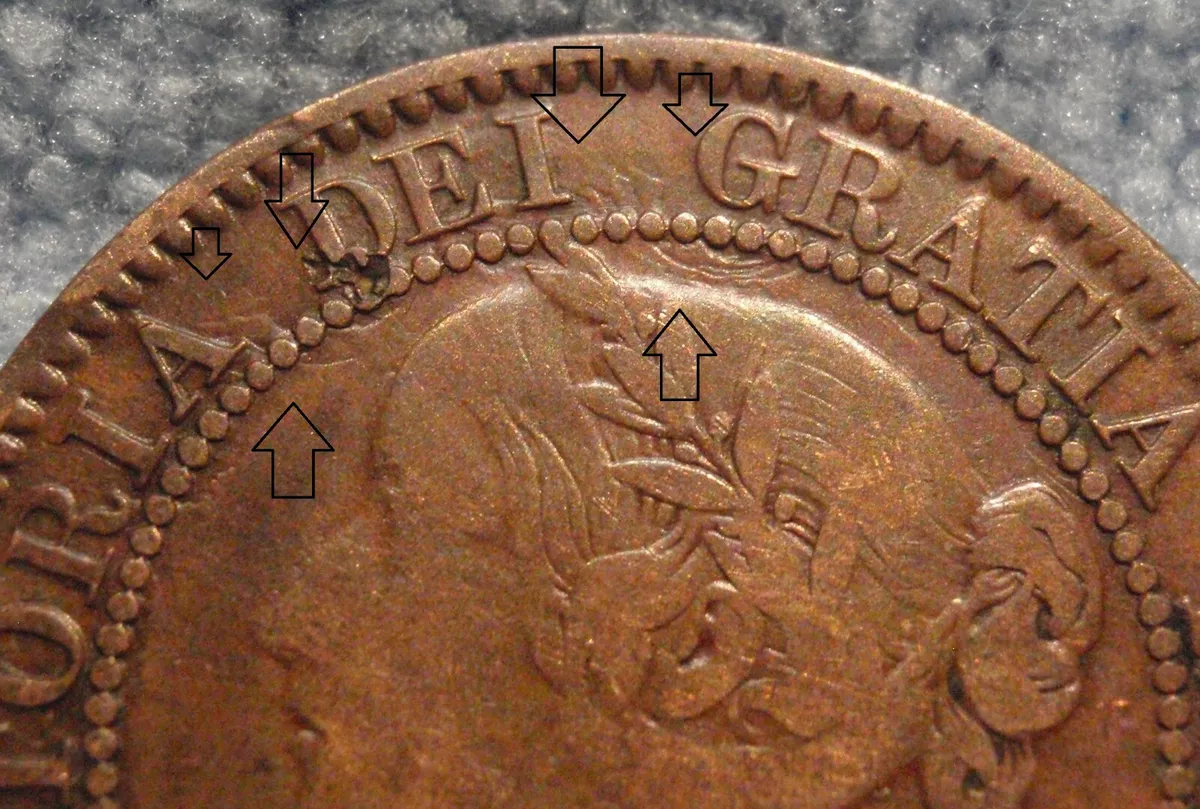 1859 CANADA LARGE One 1 CENT Victoria COIN Clashed, Die Chash error