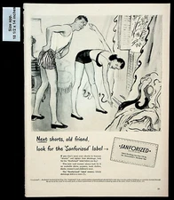 1947 Sanforized Label Fabric Shrinkage Woman Underwear Vintage Print Ad 30527