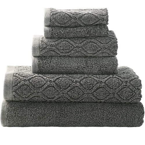 Juego de 6 toallas de algodón 550 GSM, lujosas toallas de mezclilla lavadas para cara, mano y baño - Imagen 20 de 48