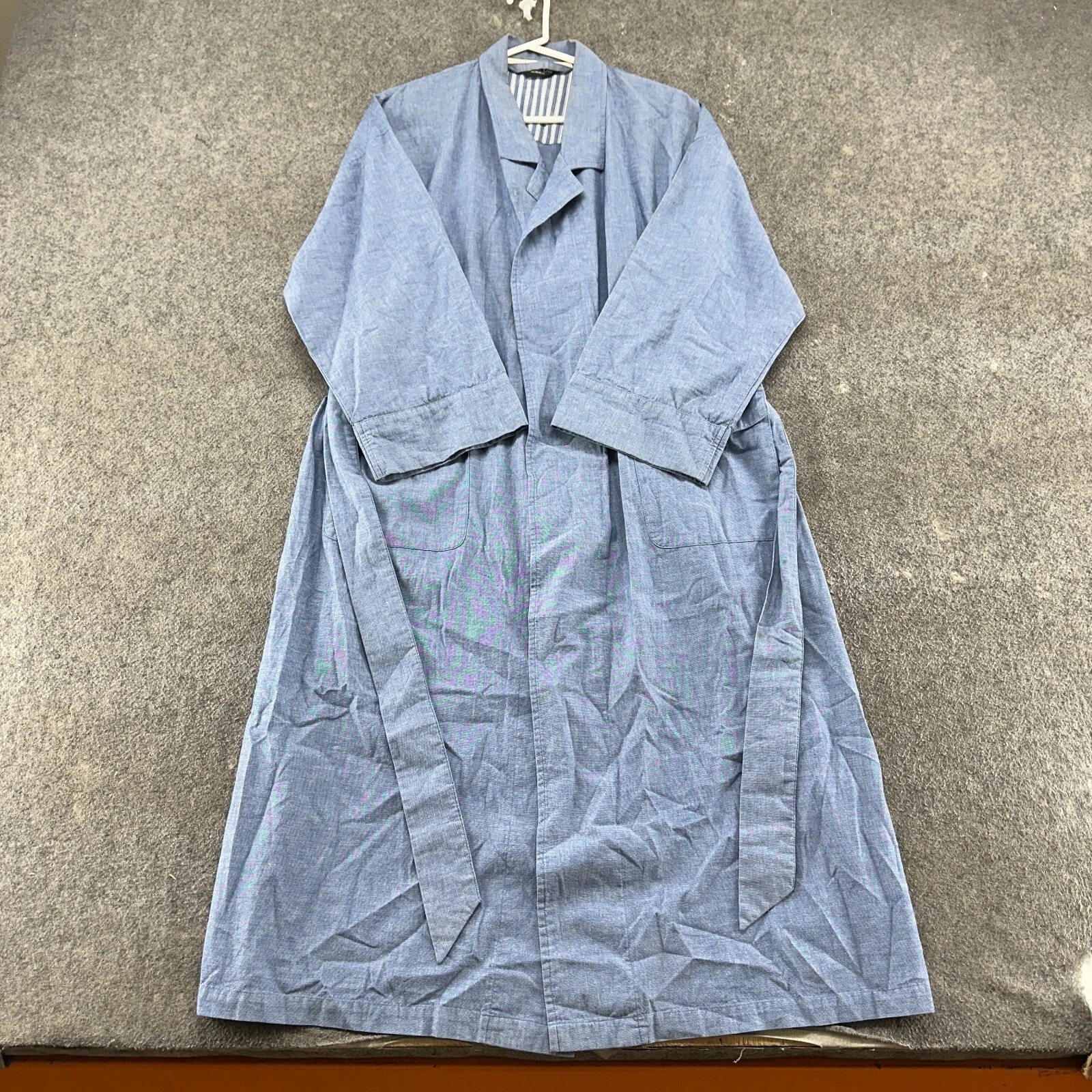 VINTAGE Christian Dior Monsieur Robe Femme Taille Unique Bleu Longue Ceinturée Coton Années 90