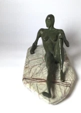 MID CENTURY MODERN CUBISM SCULPTURE FEMALE RECLINING