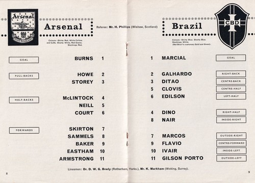 Arsenal Brazil XI 1965 66 football programme Representative Match vintage - Picture 2 of 3