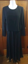 ADRIANNA PAPELL Dress Size 10 Black Sheer Long Sleeve Maxi 