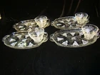 Vintage MCM Anchor Hocking Serva-Snack 8 Piece Clear Glass Grape Pattern Set