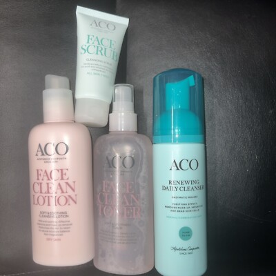 Face Cleansers Scrubs Lotion Toner ACO Set Of 4 NEW