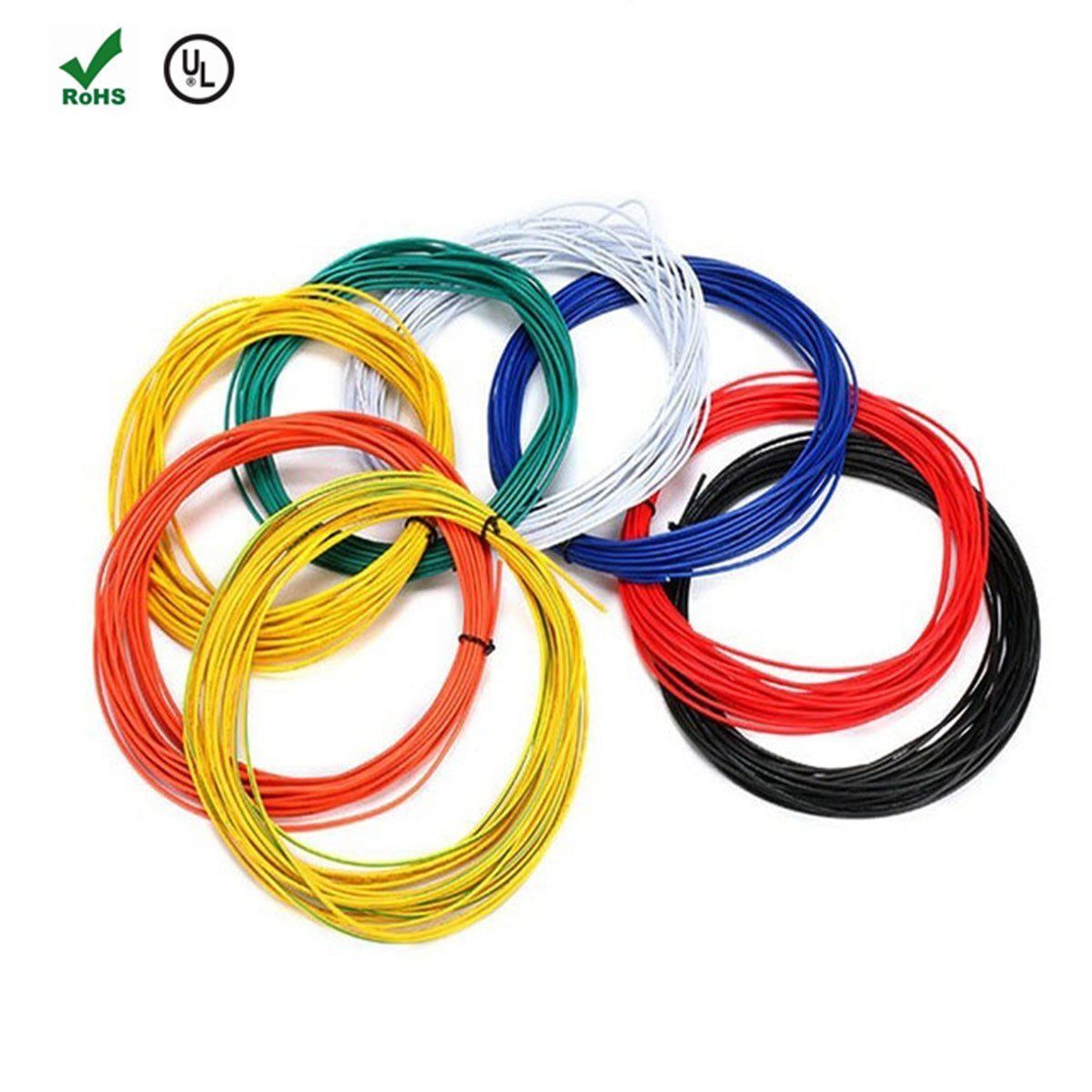 Electronic Cable Flexible Stranded UL1007 RoHS 16/18/20/22/24/26/28 AWG Wire PVC eBay
