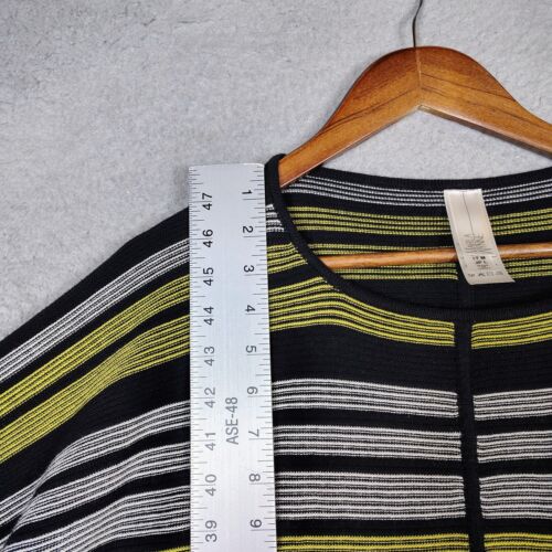 Marla Wynne Top Women's Medium Black Yellow Striped Side Slits Cropped Blouse - Picture 4 of 9