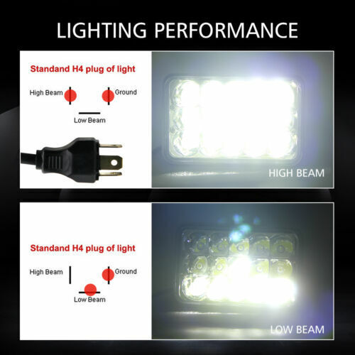 4X DOT Approved 4x6" LED Headlights Beam DRL for Peterbilt Kenworth Freightliner - Picture 8 of 11