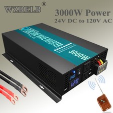 24V DC to AC 120V 3000W Pure Sine Wave Inverter Power Converter Truck Car Remote