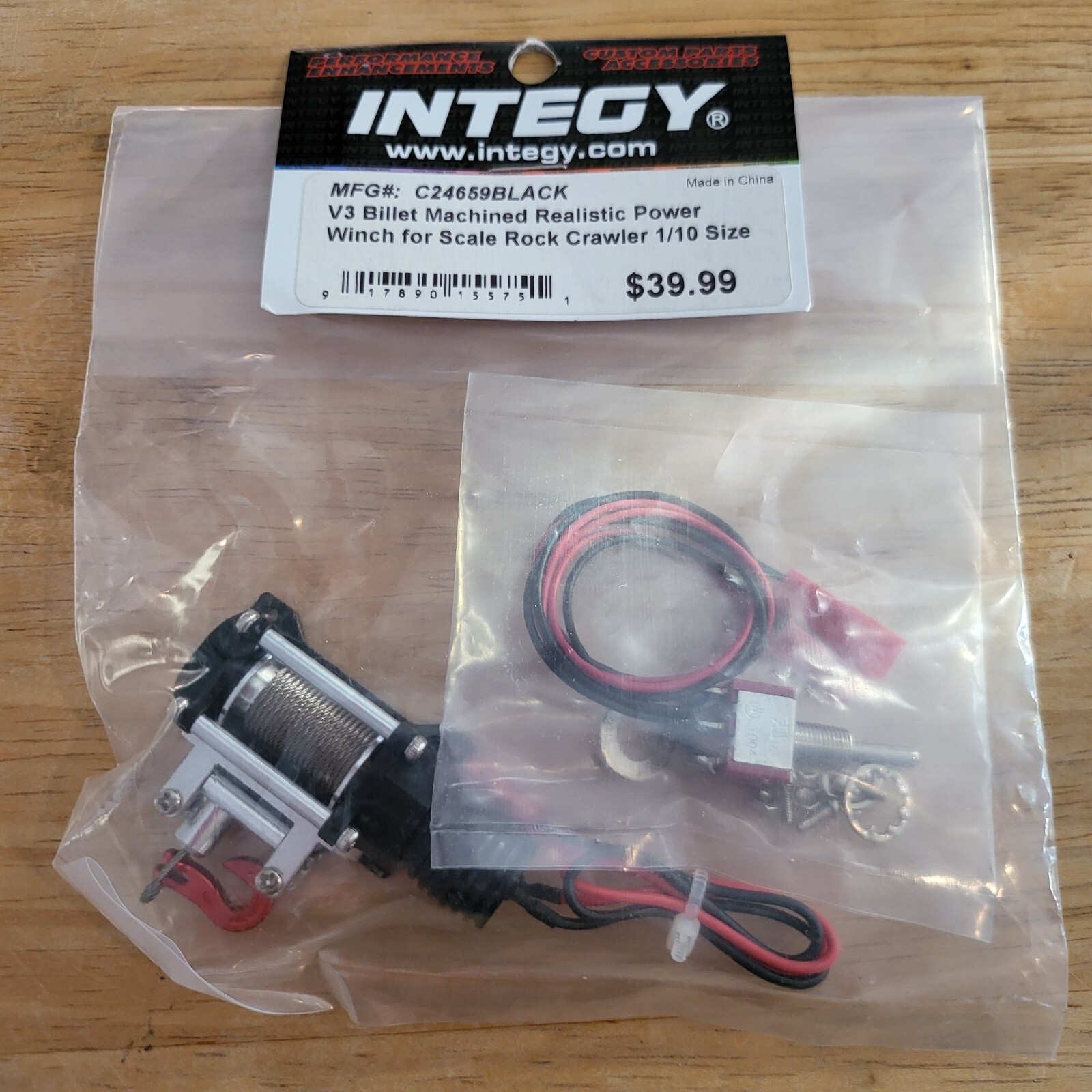 Integy #C24659BLACK ,Billet Machined Power Winch for Rock Cr