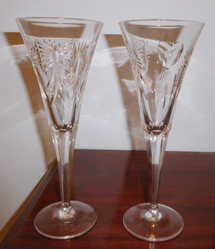 EUC Pair of Waterford Crystal Millennium Happiness Champagne Toasting Flutes - Picture 3 of 7