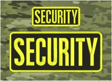 SECURITY EMB PATCH 4X10 AND 2X5 HOOK ON BACK BLACK/YELLOW