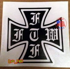 FTF FTW DECAL STICKER VINYL outlaw biker chopper motorcycle builder tank badge 