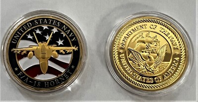 F/A-18 Hornet USN Navy Challenge Coin (F-14 F-4 F-35 Topgun Blue Angels Strike)