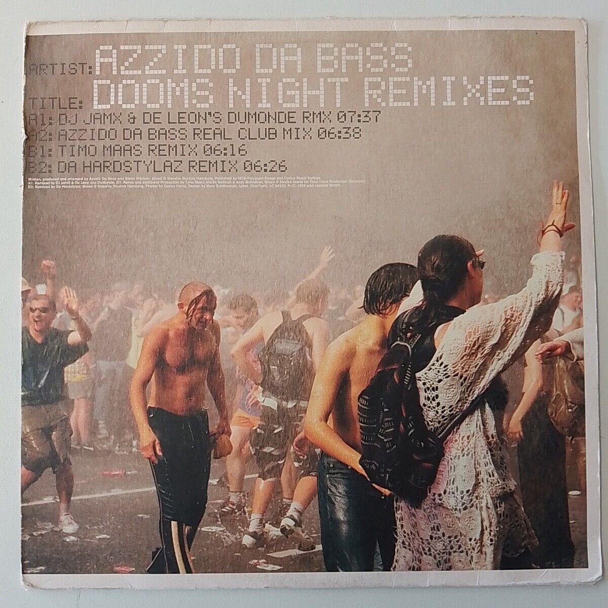 Azzido Da Bass ‎Dooms Night Remixes 12 Inch Vinyl Record 1999 Trance Dubstep