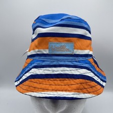 UV Skinz Bucket Hat Toddlers Size 4T Blue Orange Striped Reversible Sun Beach