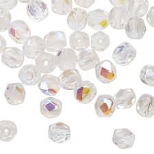 Czech Fire Polished AB Crystal 6mm Faceted Round Glass Beads 1 Strand 67 