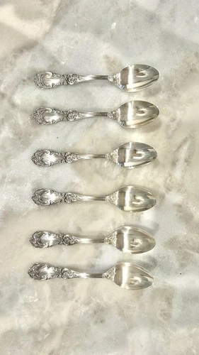 Reed & Barton Set of Six Burgundy Sterling Silver 6" Teaspoon No Monogram