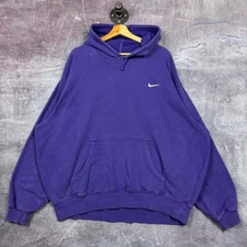 Vintage Nike Sweater Men's Purple XXL Mini Swoosh Essential Logo Hoodie 00s 1845
