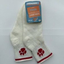 VTG Socks 9-11 Quarter Length White Red Cheerleading Sports Acrylic Paw 90's