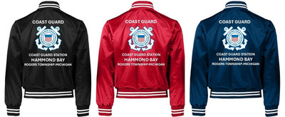 USCG*COAST GUARD STATION HAMMOND BAY*MI *SATIN JACKET *USCG OFFICIAL LICENSE