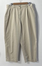 Women  s LL BEAN Original Fit Crop Pants Sz 16 Stretch Elastic Waist 274907