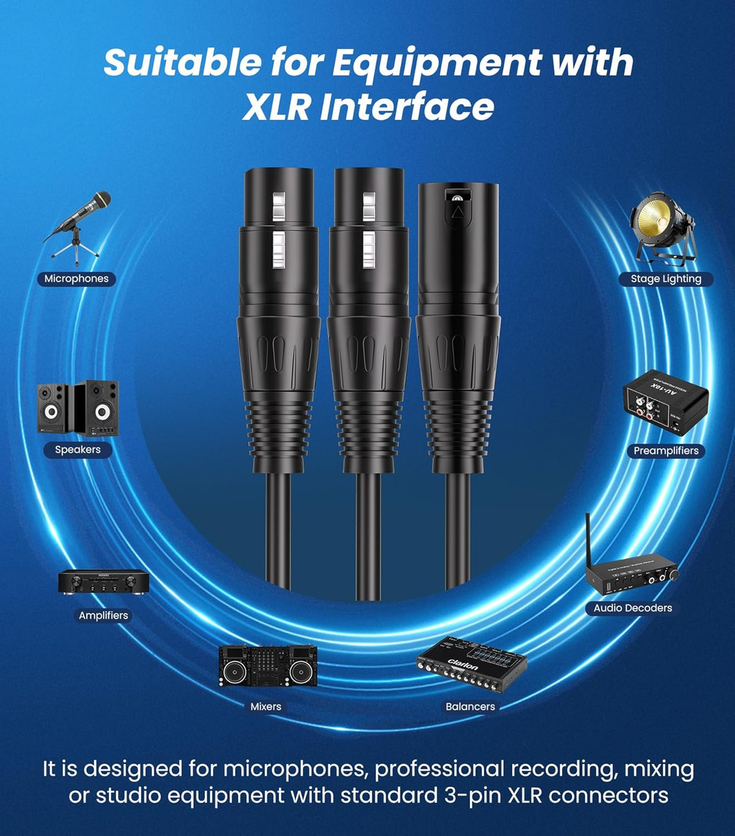 J&D XLR Mannelijk naar Dual XLR Vrouwelijk Splitter Kabel, Evenwichtige Microfoonkabel Adapter voor Opnemen Mixer Versterker Begrenzer Spreker, 0,48 Meter J&D XLR Mannelijk naar Dual XLR Vrouwelijk Splitter Kabel, Evenwichtige Microfoonkabel Adapter voor Opnemen Mixer Versterker Begrenzer Spreker, 0,48 Meter