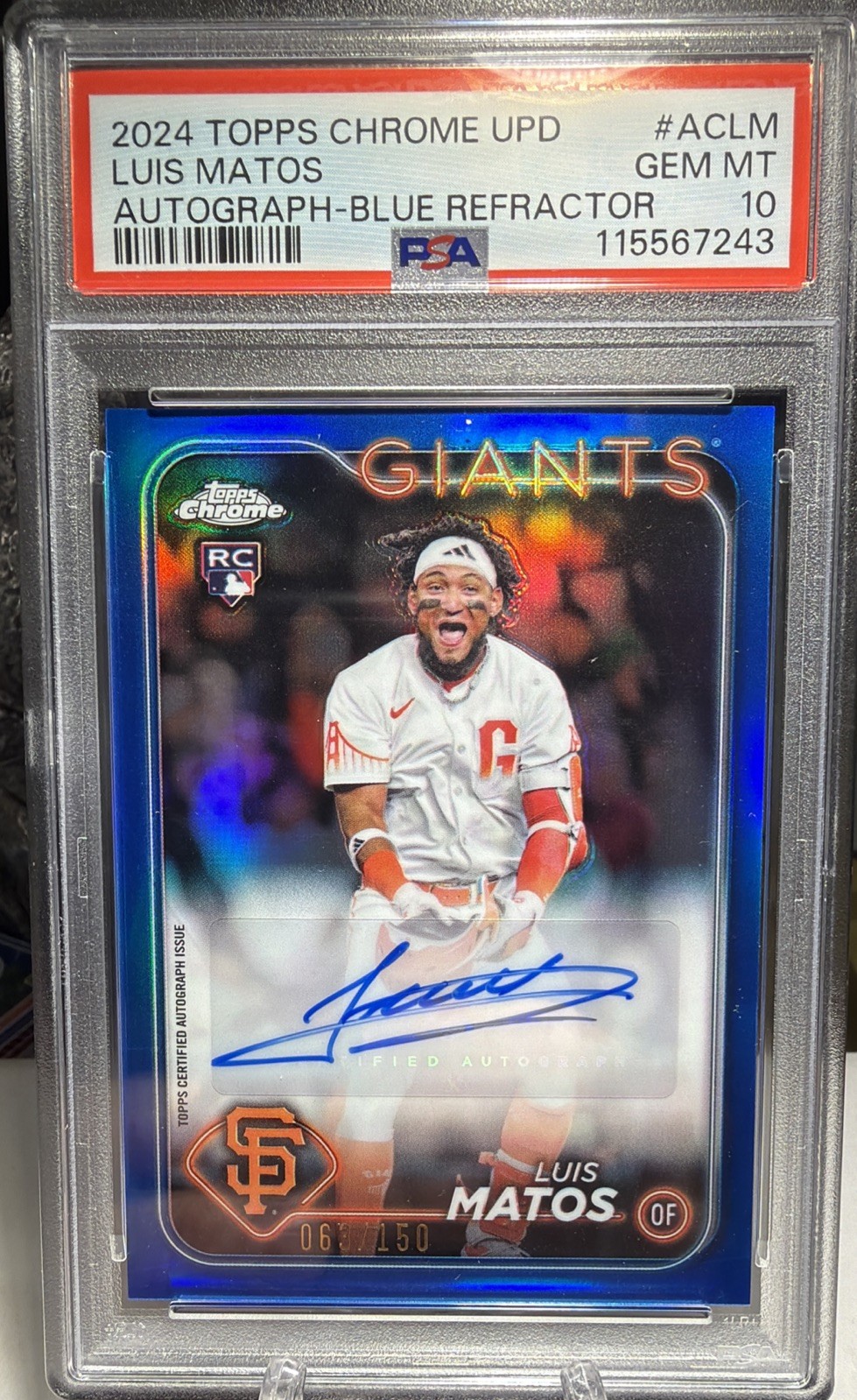 2024 TOPPS CHROME UPDATE AUTO TRUE BLUE REFRACTOR LUIS MATOS RC 63/150 #AC-LM RC