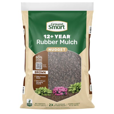 GroundSmart 0.8 Cu. Ft. Brown Recycled Nugget Rubber Mulch GSNG08BN72