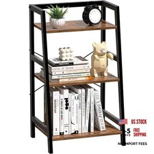3-Tier Bookshelf - Ladder Shelf for Small Spaces - Industrial Short Bookshelf