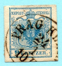 TIMBRE  AUTRICHE  1850  9 KREUZER TYPE III   Y&T N° 5 OBLITERE PRAG KL 24.1.10