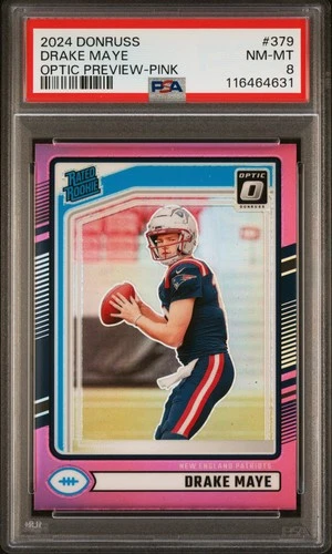 2024 PANINI DONRUSS OPTIC PREVIEW-PINK #379 DRAKE MAYE ROOKIE RC PSA 8