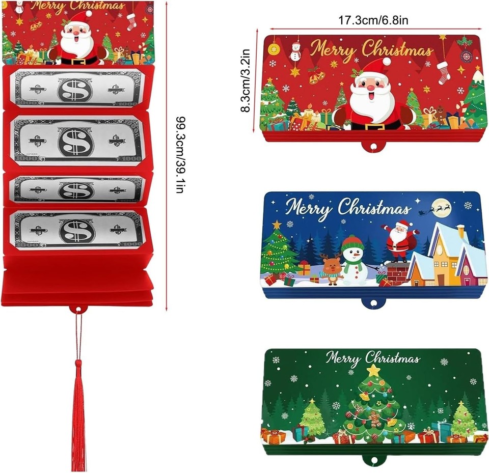 Weihnachts Geld Geschenkkartenhalter Mit 10 Fächern - Überraschungsbox Zum Selberbefüllen (Design B)