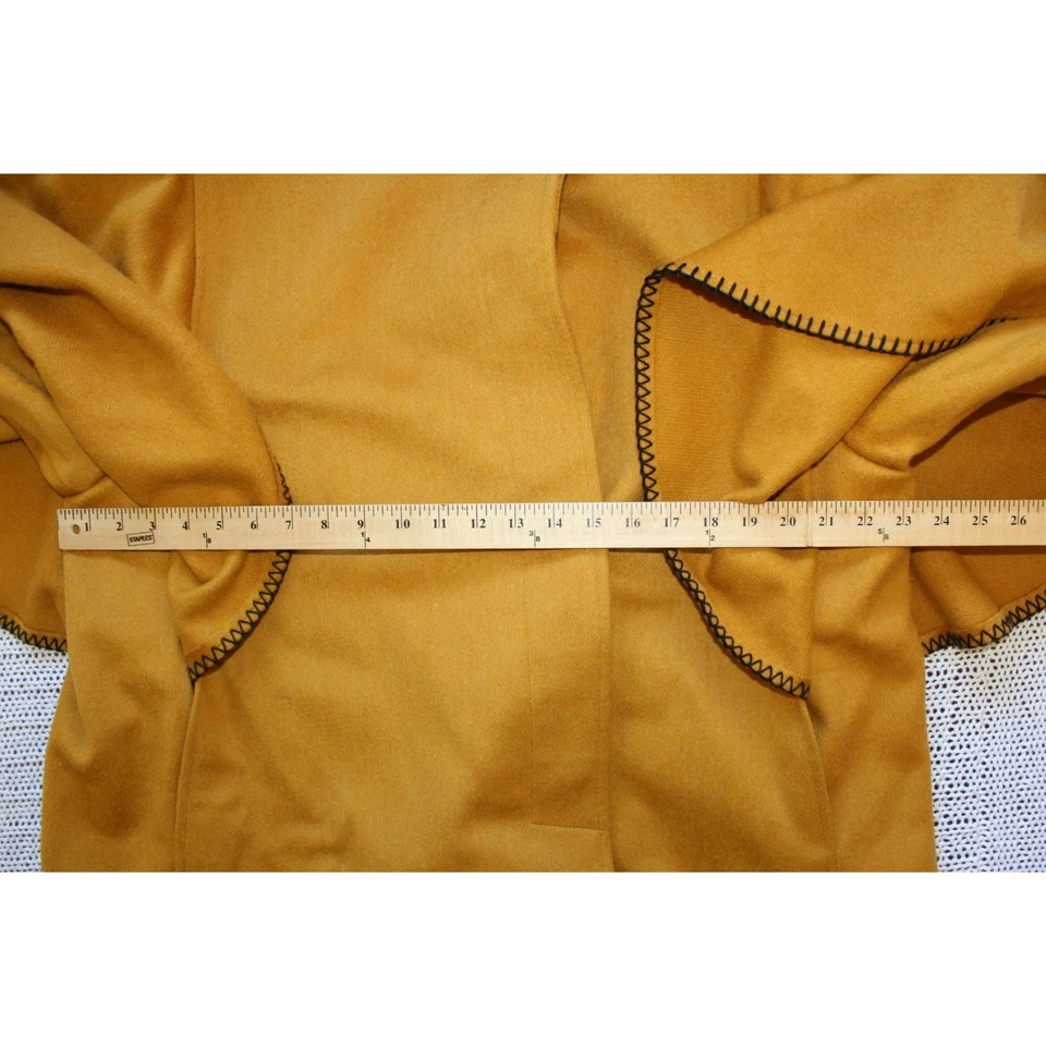 VTG 70'S Loring Forstmann Wool Blend Coat 2X Mustard Cape Old Money Goblincore - Image 2 of 4