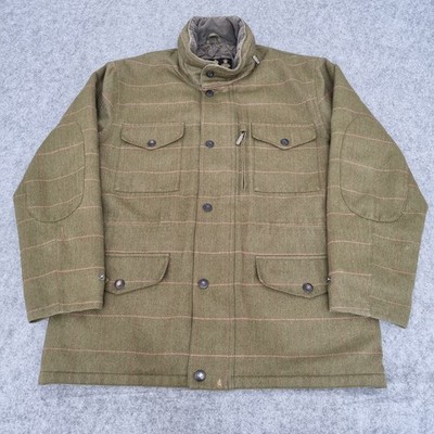 Barbour Sakko Herren Large grün über kariert Sapper Tweed Mantel Country Field
