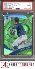 2021 PANINI SPECTRA NEON GREEN PRIZM #104 CRISTIAN JAVIER RC #/30 POP 1 PSA 9
