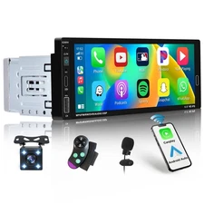 Hikity 6.9 Inch Single Din Car Stereo Wireless Carplay Touchscreen Car Radio ...
