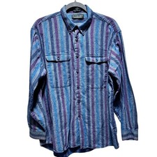 VTG Levi's Sutter Creek Stiped Flannel Shirt Button Up Cotton Men's XL Classic
