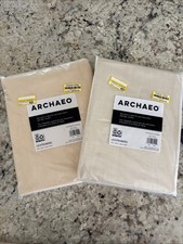 2pc Archaeo Embroidered Border Cotton Sheer Curtain Panels 50" x 84" Cream NEW