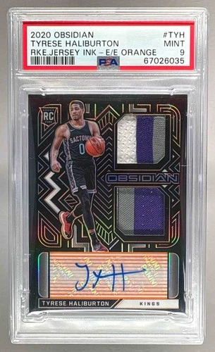 Tyrese Haliburton 2020 Panini Obsidian Orange Rookie Patch Auto RC /25 PSA 9