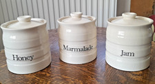 3  Large Vintage The Edwardian Kitchen Company Jam Marmalade Honey Conserve Pots