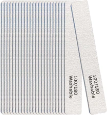 Nail File, 24 Pack Professional Reusable Washable Nail Files, 100/180 Grit Doubl