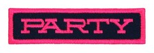 Party Embroidered Patch Black/Neon Pink Iron-On Sew-On Backpack Jacket Hat Bag