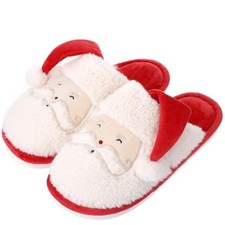 Christmas Slippers Unisex Xmas Santa Slippers 7-8 Women/5.5-6.5 Men Open Heel