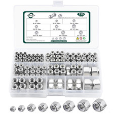 SAE Lock Nuts Assortment Kit, 220PCS Nylon Insert Nut Sets, 304 Stainless Steel