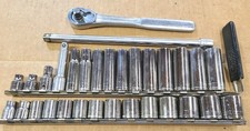 Vintage Craftsman 31pc. 38 Dr. Metric 6pt Shallowdeep Socket Set. Made In Usa