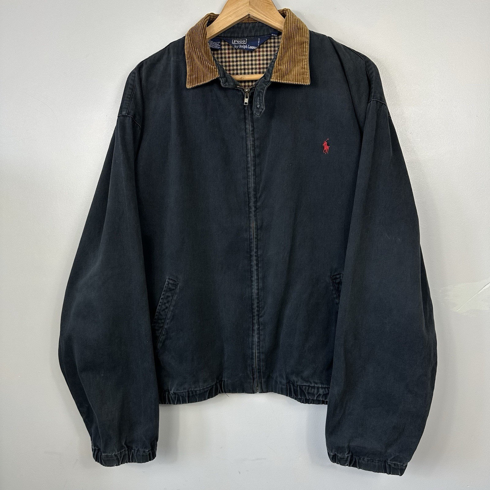 Polo Ralph Lauren Harrington Jacket, Navy Blue, Vintage, Corduroy, Mens Large