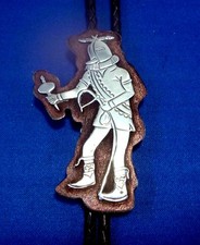 2.7" NAVAJO Sterling Silver Walking Kachina BOLO Tie SIGNED AJM, 43" cord tips